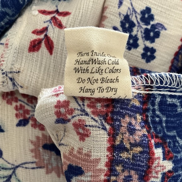 Floral Print Off Shoulder Top Bohemian Style Blue Red White Patterned‎ - Picture 6 of 9